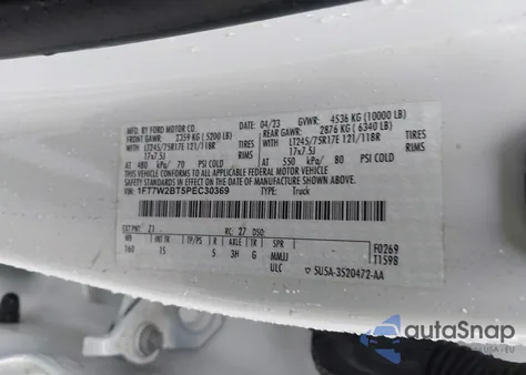 2023 Ford F-250 Xl z USA, uszkodzony, nr VIN 1FT7W2BT5PEC30369